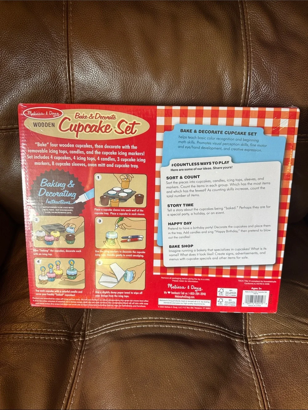 Melissa & Doug Wooden Cupcake Decorating Set - Blue, Green, Pink, Yellow